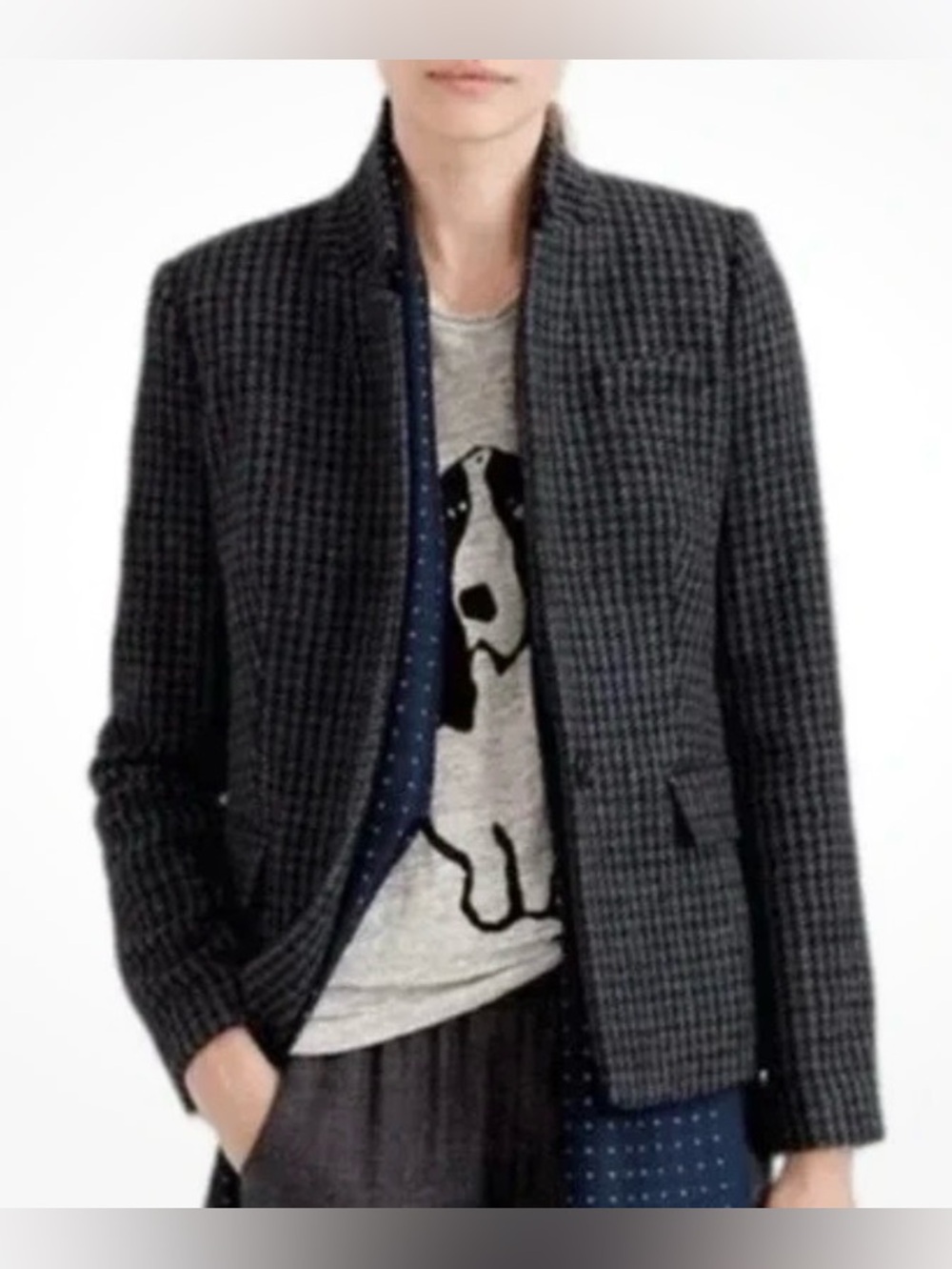 J. Crew JCrew Houndstooth Regent Wool Blazer Sz 8 Preppy Classic Career Academia - Picture 11 of 11